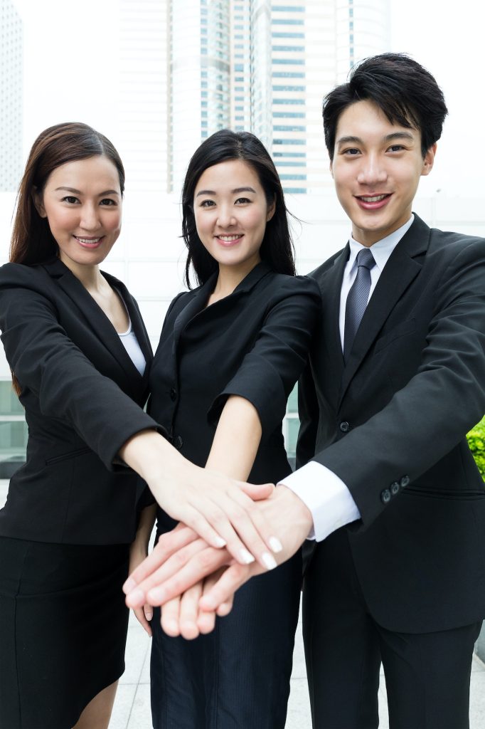 Group of business team mate work together